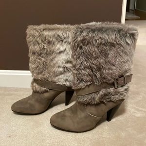 Patrice Tan/Beige Multi Sienna Brush Off Faux Fur Boots used-like new